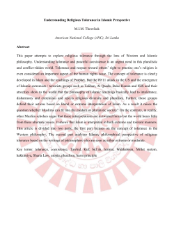 Understanding Religious Tolerance in Islamic Perspective M.I.M.