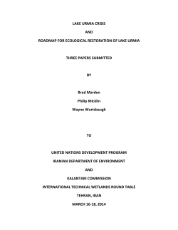 LAKE URMIA CRISIS AND ROADMAP FOR ECOLOGICAL
