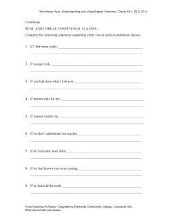 Conditions REAL AND UNREAL CONDITIONAL CLAUSES