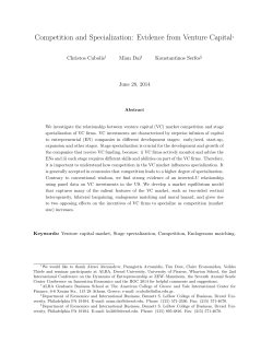 Competition and Specialization: Evidence from Venture Capital&lowast;