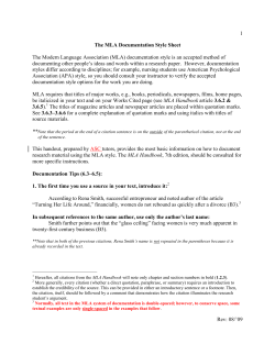 The MLA Documentation Style Sheet