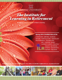 Spring 2014 COURSE BULLETIN A Lifelong Learning Institute of