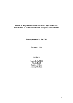 Review of the published literature for the impact and cost