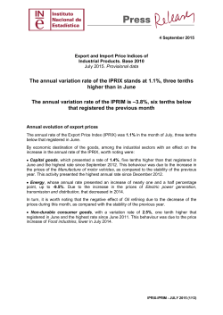 The annual variation rate of the IPRIX stands at 1.1%, three tenths