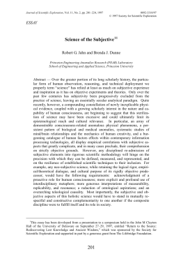 Science of the Subjective