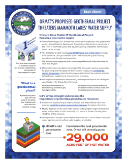 ORMAT Fact Sheet 8-20-2014 - Mammoth Community Water District