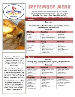 September Menu - Great Harvest Bread Warrenton VA