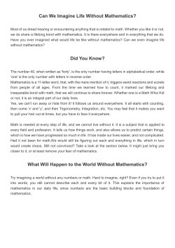 Can We Imagine Life Without Mathematics?
