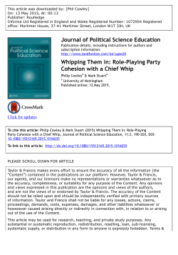 Whipping Them in: Role-Playing Party Cohesion with a Chief Whip