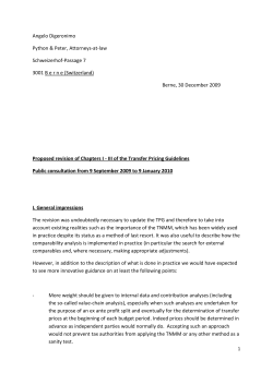 Proposed revision of Chapters I-III of the Transfer