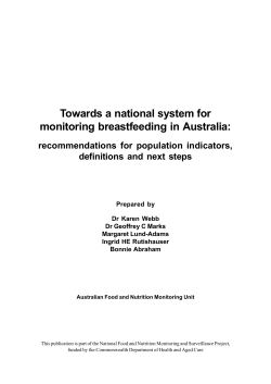 Towards a national system for monitoring breastfeeding in Australia