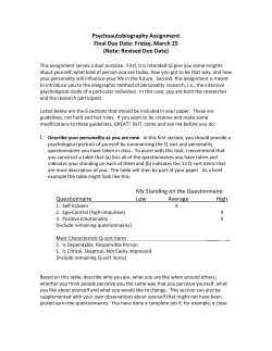 Psychoautobiography Assignment