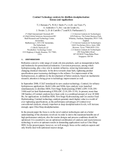 Centinel Technology Catalysts for Distillate Desulfurization