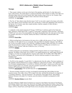 2010 Collaborative Middle School Tournament Round 1 Tossups