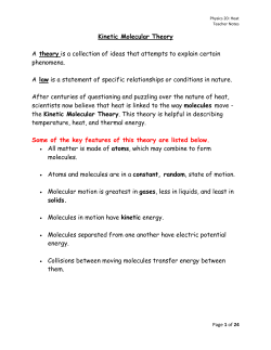Kinetic Molecular Theory A theory is a collection of ideas that