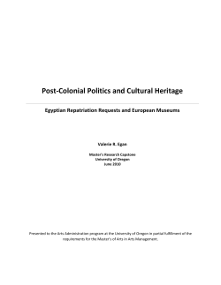 Post-Colonial Politics and Cultural Heritage Egyptian Repatriation
