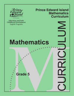P.E.I. Mathematics Curriculum Guide Grade 5