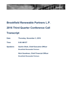 Brookfield Renewable Partners L.P. 2016 Third Quarter Conference