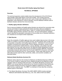 Rhode Island 2016 Healthy Aging Data Report TECHNICAL