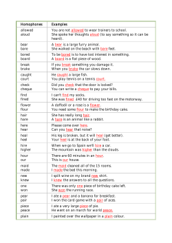 Homophones - Year 2 Elephant Class