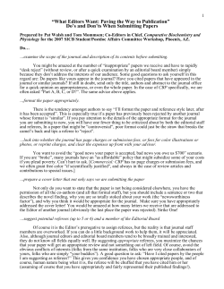 Do`s and Don`t`s When Submitting Papers