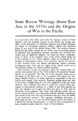 Some Recent Writings About East Asia in the 1930s and the Origins