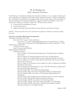 Early American - Department of English Language and Literature