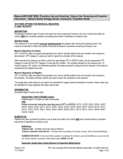 PQRS #226 NQF #0028: Preventive Care and Screening: Tobacco