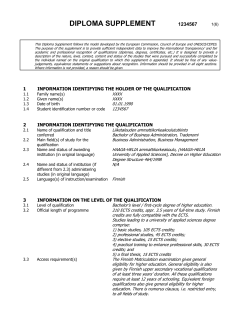 Example of the Diploma Supplement issued by Haaga