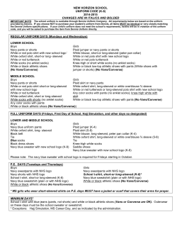 uniform code - New Horizon School Pasadena