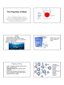 The Properties of Water - St. Pius X High School