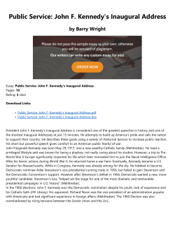 Public Service: John F. Kennedy`s Inaugural Address