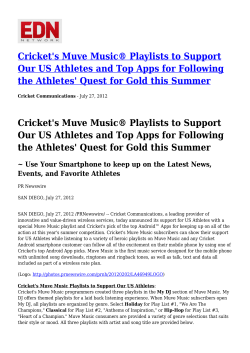 Cricket`s Muve Music&reg; Playlists to Support Our US Athletes