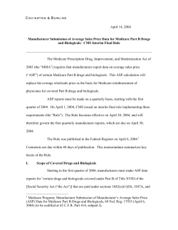 Manufacturer Submission of Average Sales Price Data for Medicare
