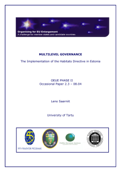 Multilevel Governance. The Implementation of the Habitats Directive
