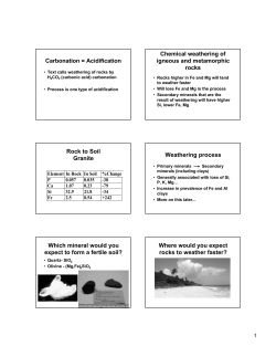 Carbonation = Acidification Chemical weathering of igneous and