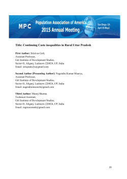 Title: Continuing Caste inequalities in Rural Uttar Pradesh