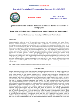 Optimization of citric acid and malic acid to enhance flavour and