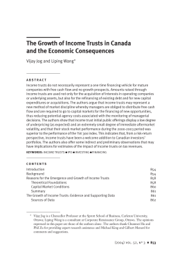 The Growth of Income Trusts in Canada and the Economic