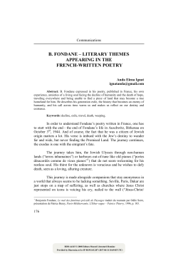 B. Fondane - Literary Themes Appearing in the French