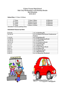 Early Release Bell Schedule 2016-2017