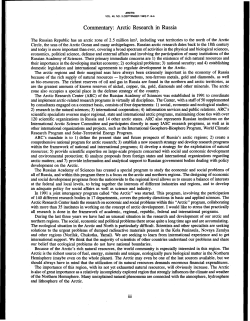 Commentary: Arctic Research in Russia