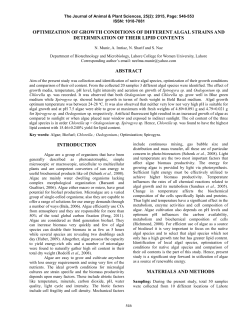 optimization of growth conditions of different algal strains and