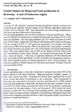 Gender impact on Sheep and Goat production in Botswana. A case