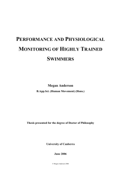 performance and physiological monitoring of highly trained swimmers