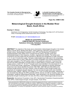 Meteorological Drought Analysis in the Modder River Basin, South