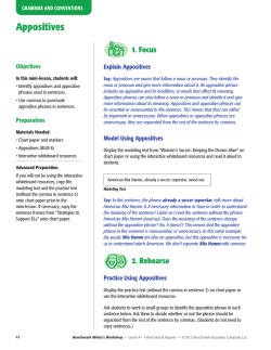 Appositives - Benchmark Writer`s Workshop