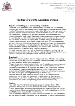 Top tips for parents supporting Dyslexia