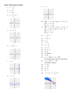 1. x = 2. x = 41 3. x = -24 4. y = 5. y = 3x &ndash; 6 6. y = 7. x = 5 8. y =