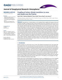Alan Betts: Coupling of winter climate transitions to snow and.